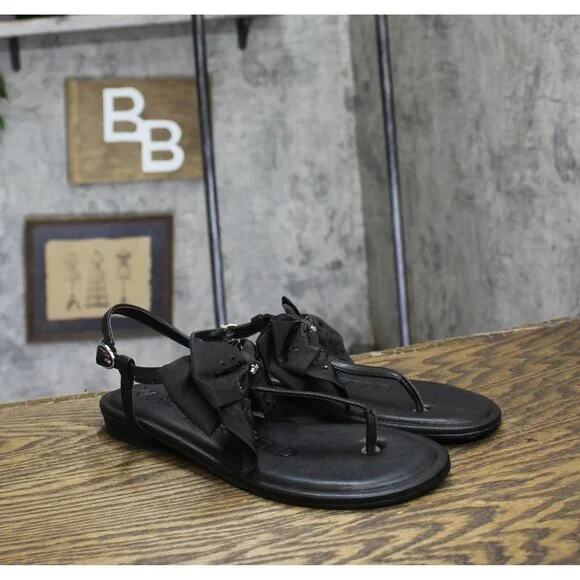 NWT Karl Lagerfeld Paris Womens Cristi Studded Bow Thong Sandal Slide Black 9M